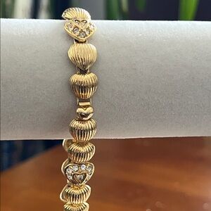 Nolan Miller Gold Heart Bracelet with Crystals